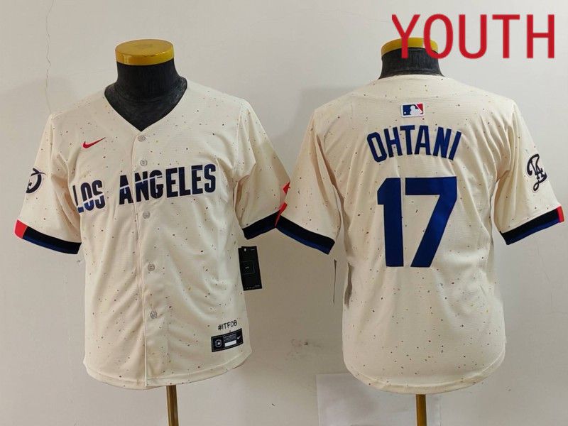 Youth Los Angeles Dodgers #17 Ohtani Cream Fashion Nike Game MLB Jersey style 7015->youth mlb jersey->Youth Jersey